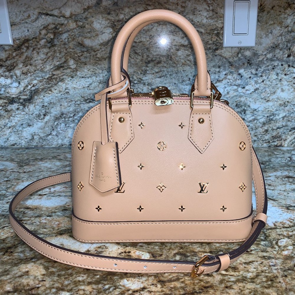 LOUIS VUITTON ALMA BB Gold Metal Monogram Leather Handbag  Retail $4,100